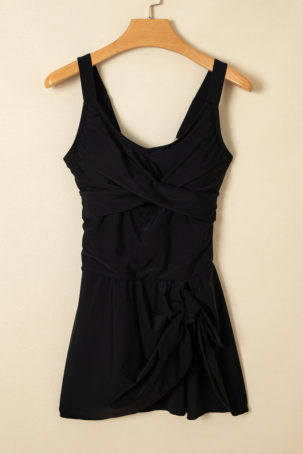 Sea Green Adjustable Straps Cutout Ruched Knot Slit One Piece Swim Dress