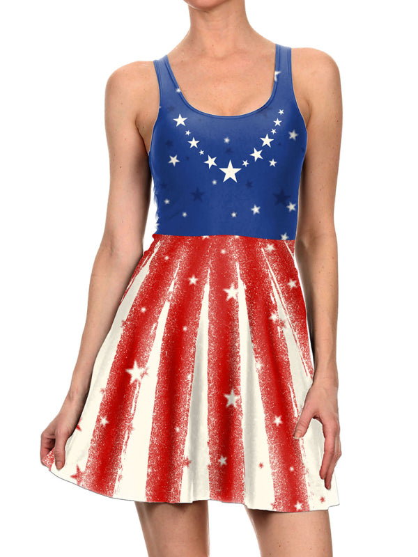Women's Independence Day Flag Print Dress