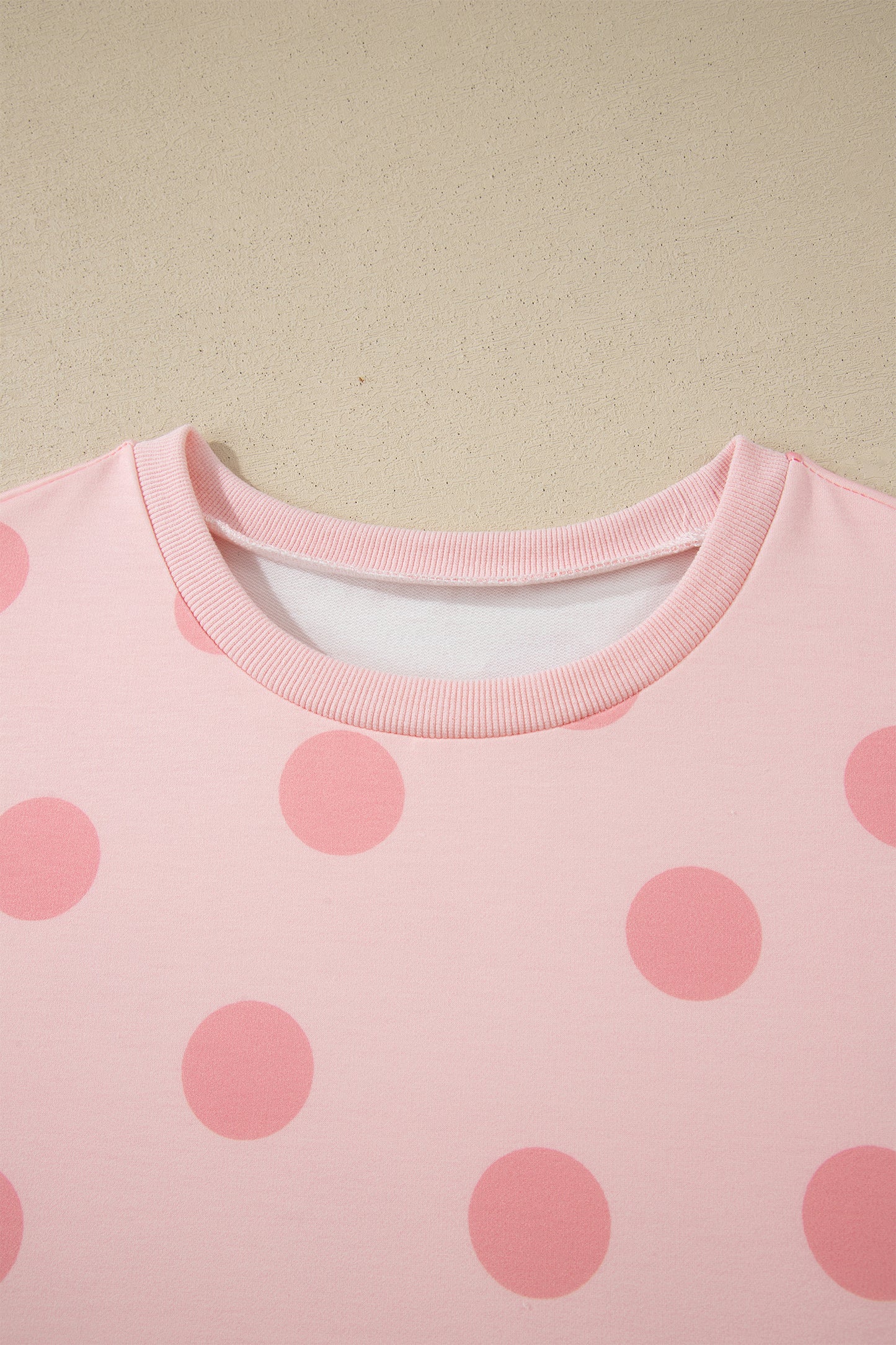 Black Polka Dot Print Loose Tee Drawstring Elastic Waist Short Set