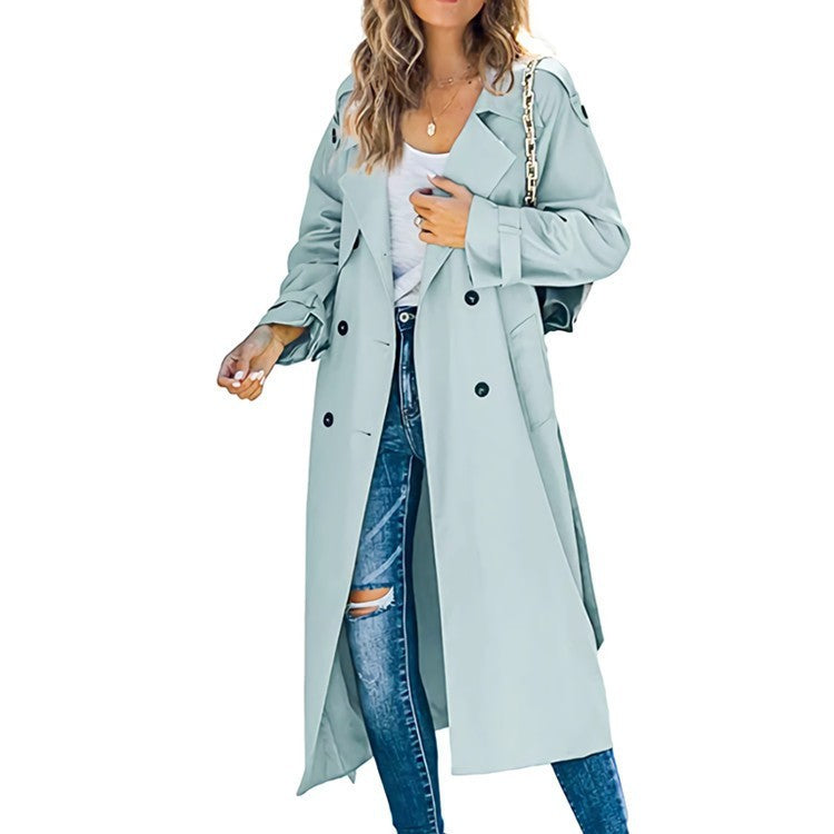 Women's Casual Long Button Closure Windbreaker