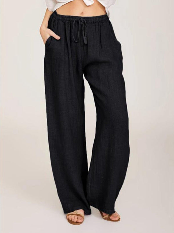 Solid Leisure Knit Lounge Bottoms with Slant Pockets