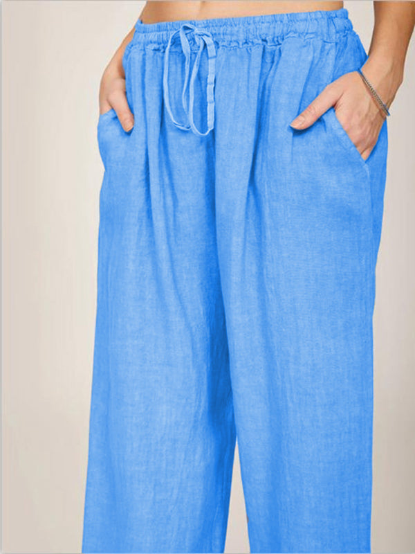 Solid Leisure Knit Lounge Bottoms with Slant Pockets