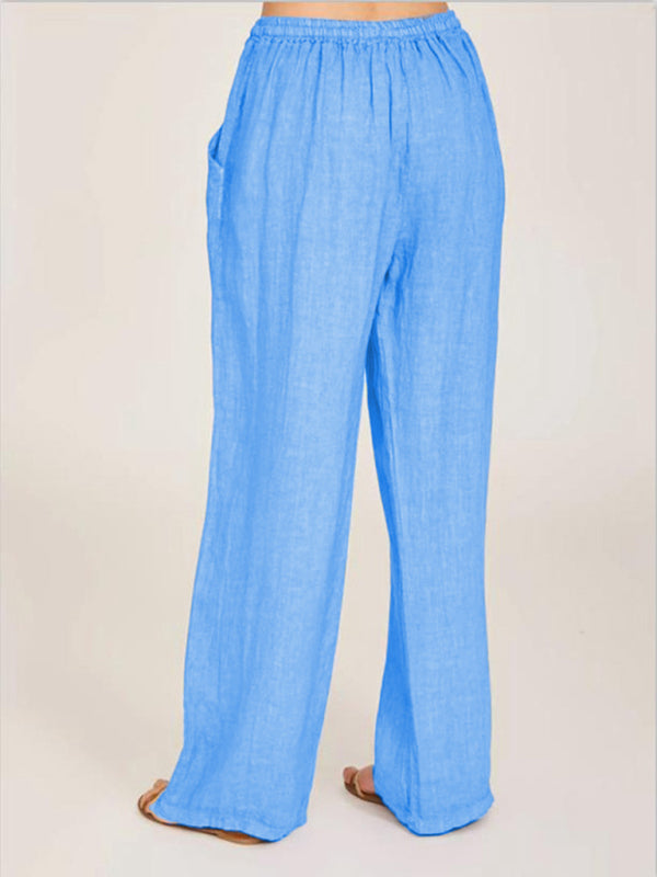 Solid Leisure Knit Lounge Bottoms with Slant Pockets