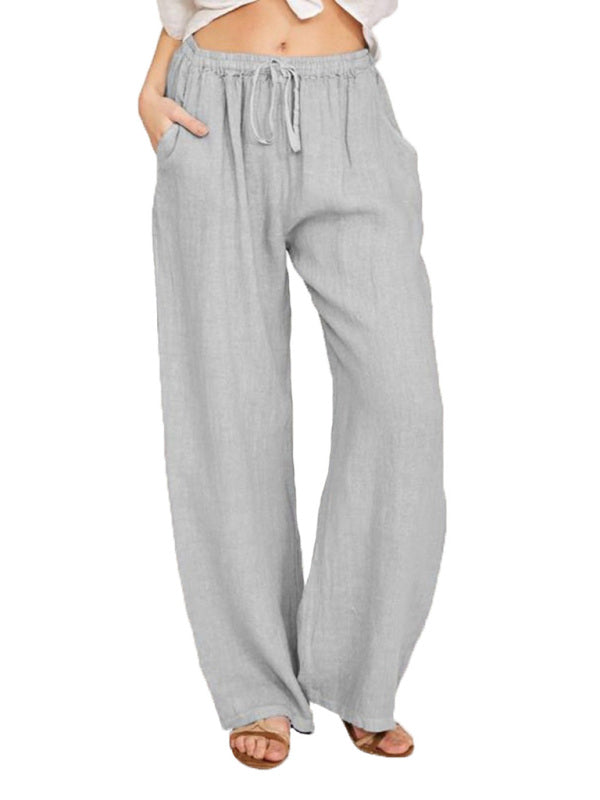 Solid Leisure Knit Lounge Bottoms with Slant Pockets