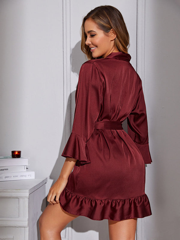 Women's Solid Polyester Woven Robe