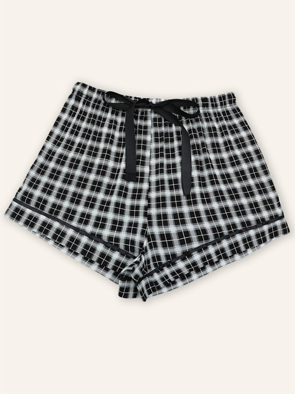 Women's Knitted Casual Comfort Plaid Short Pajama Pants