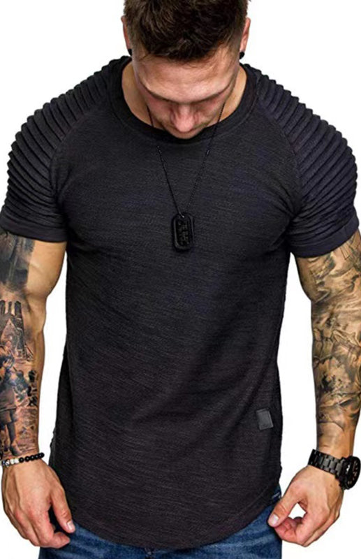 Men's Casual Poly Blend Ribbed Sleeve Tee