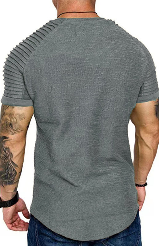 Men's Casual Poly Blend Ribbed Sleeve Tee