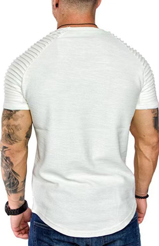 Men's Casual Poly Blend Ribbed Sleeve Tee