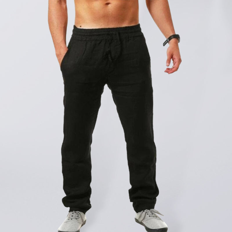 Men's solid elasticated waist loose-fitting casual pants