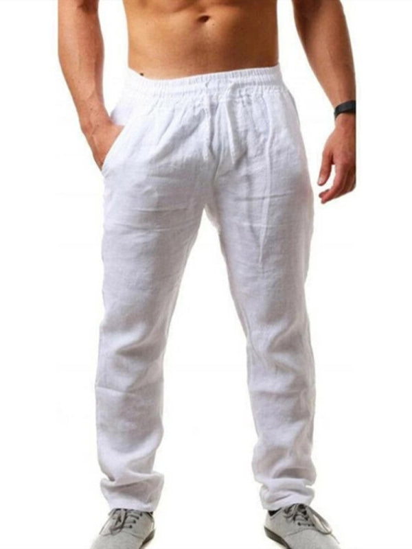 Men's solid elasticated waist loose-fitting casual pants