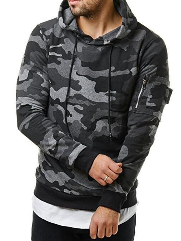 Men's camouflage pocket long-sleeved hoodie