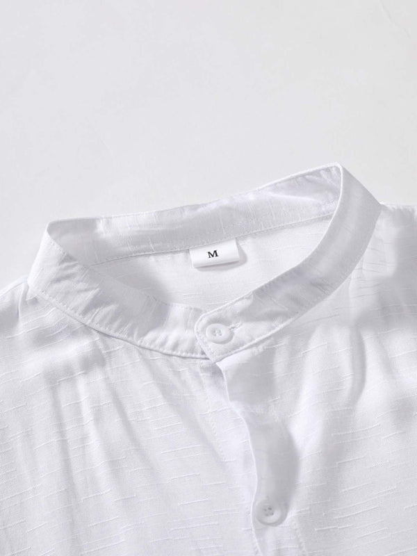 Men's Fashion Trendy Casual Short Sleeve Stand Collar Shirt