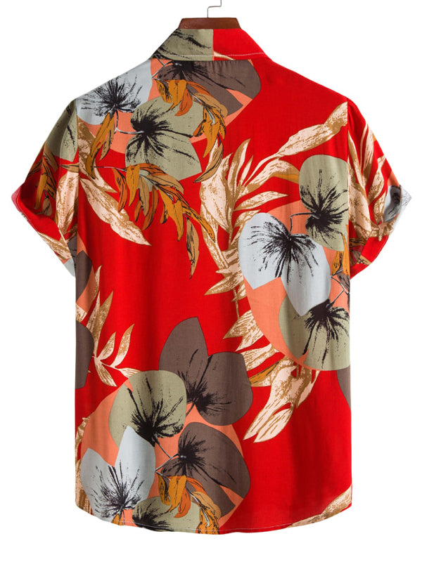 Men's Fashion Trend Casual Cotton Printed Short Sleeve Shirt