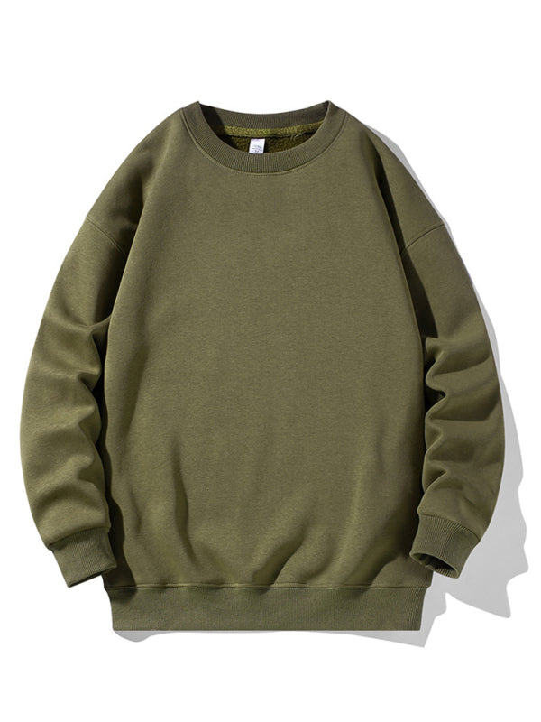 Men's new solid color round neck long sleeve sweatshirt