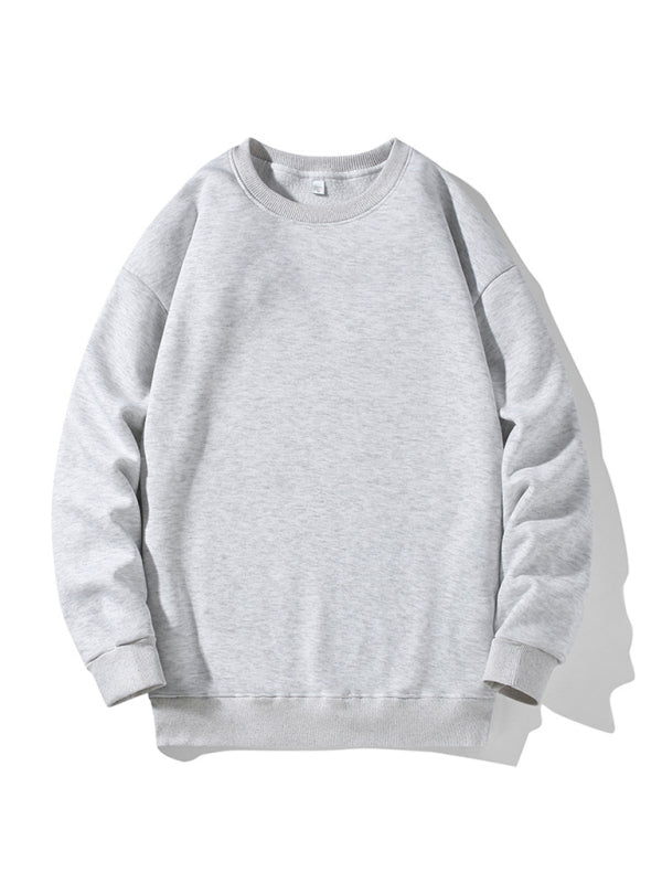 Men's new solid color round neck long sleeve sweatshirt