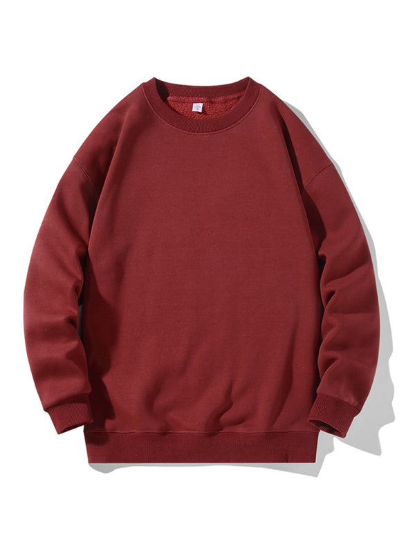 Men's new solid color round neck long sleeve sweatshirt