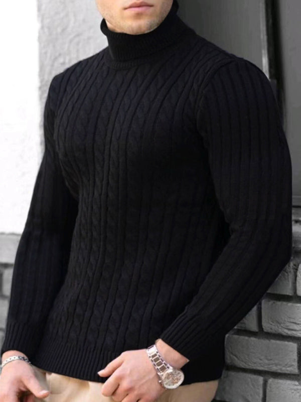 Men's turtleneck casual tight stretch sweater