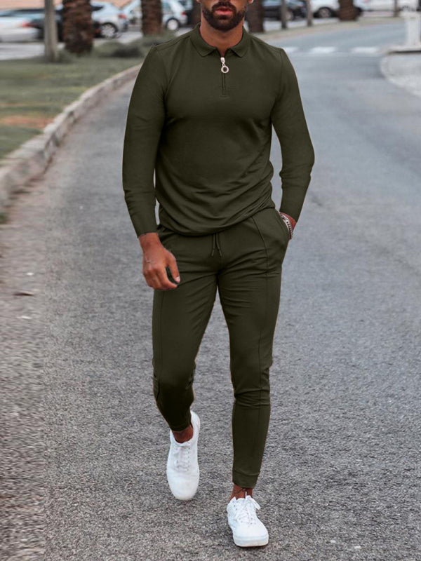 Men's Lapel Long Sleeve Pants Casual Fashion Suit