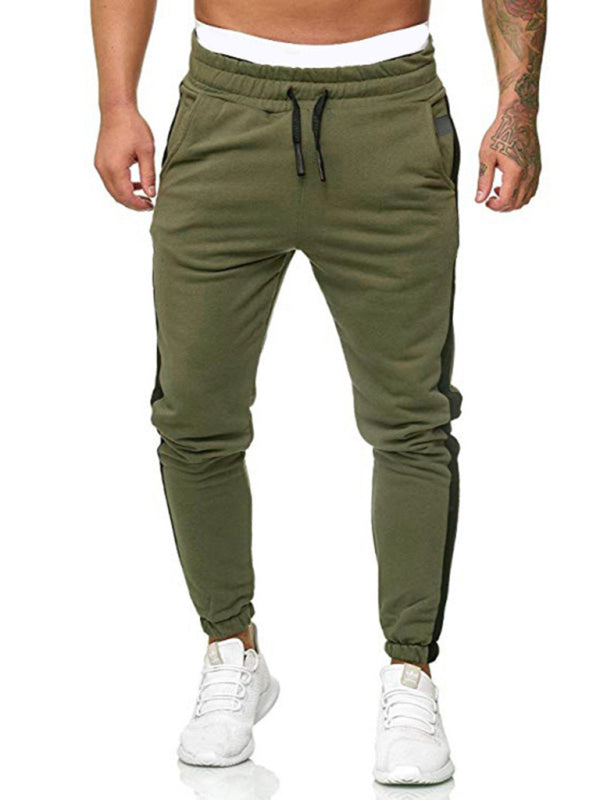 Men's sports color block casual trousers