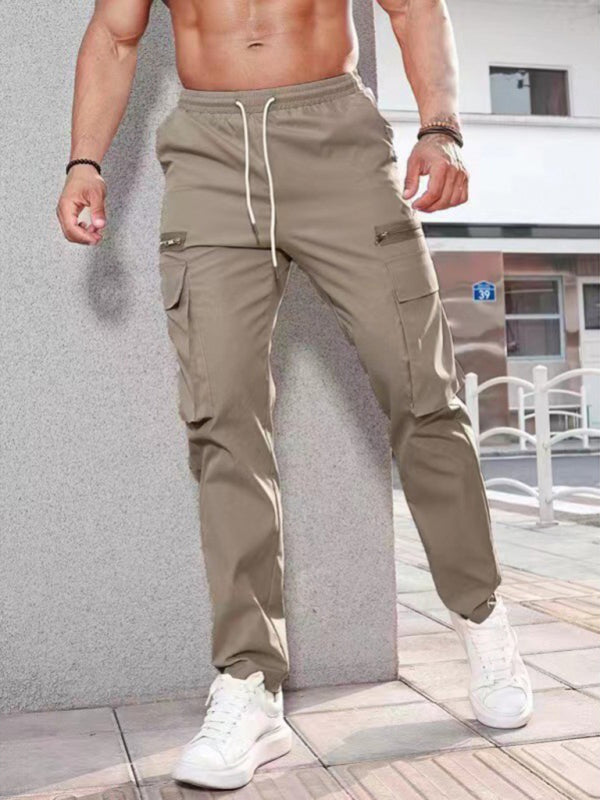 Men's new fashionable casual sports zipper decorative overalls