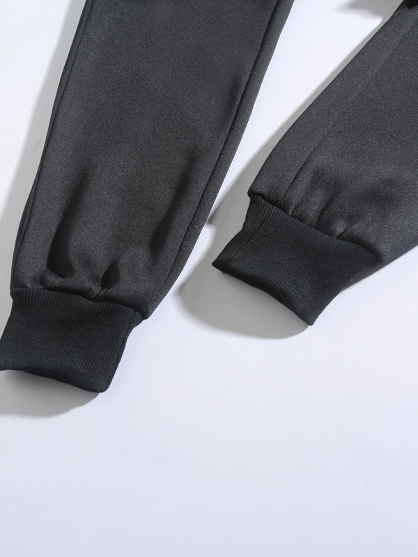 Men's new solid color casual cuff trousers