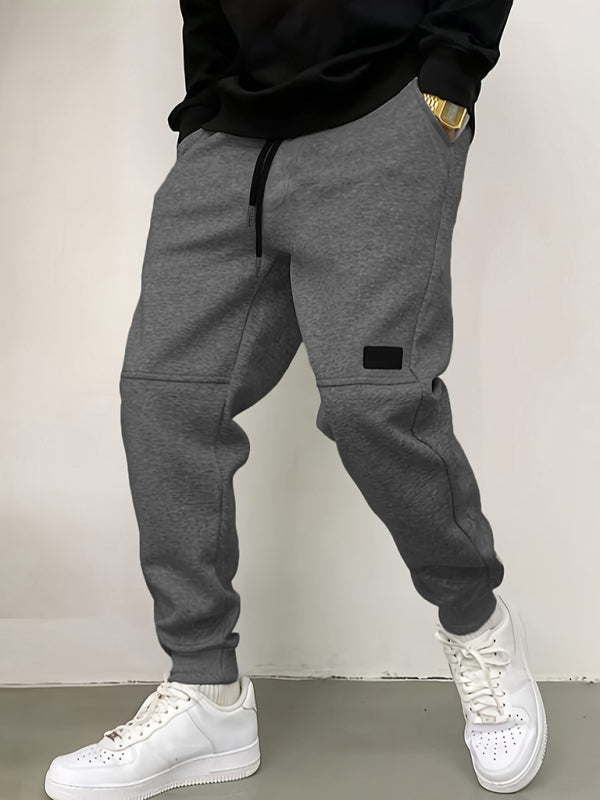 Men's new solid color casual cuff trousers