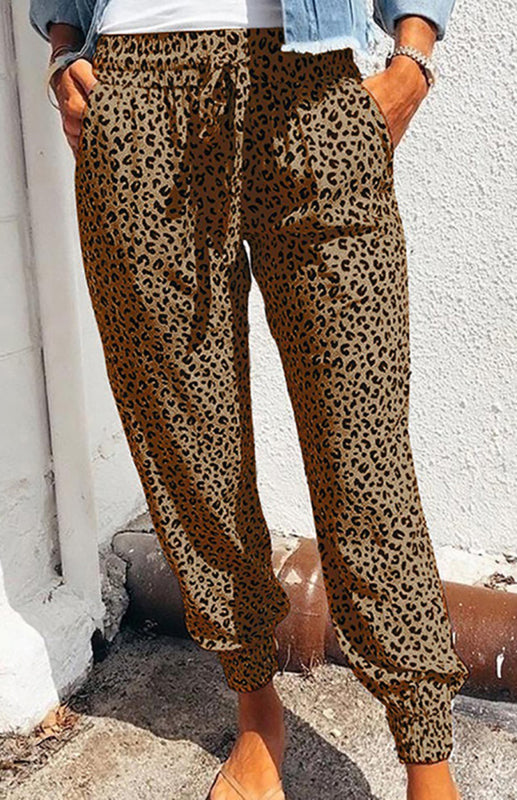 Ladies Casual Fashion Leopard Print Trousers