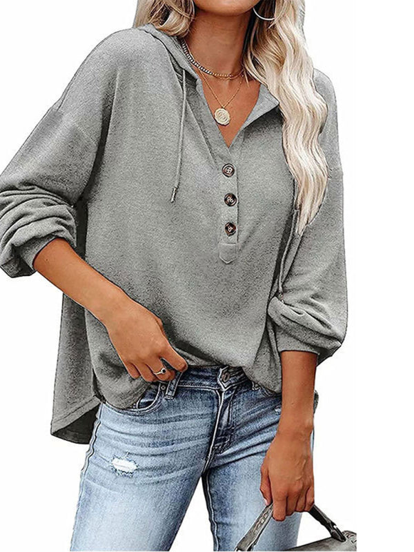 Women's Cardigan Hoodie Casual Loose Solid Color Sweatshirt