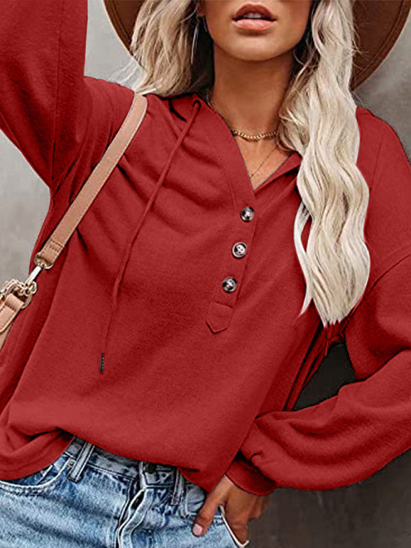 Women's Cardigan Hoodie Casual Loose Solid Color Sweatshirt