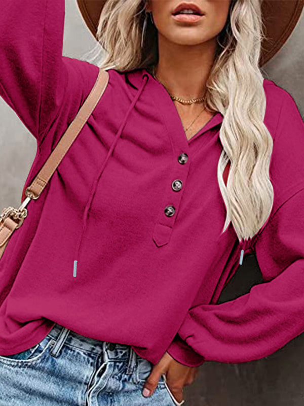 Women's Cardigan Hoodie Casual Loose Solid Color Sweatshirt