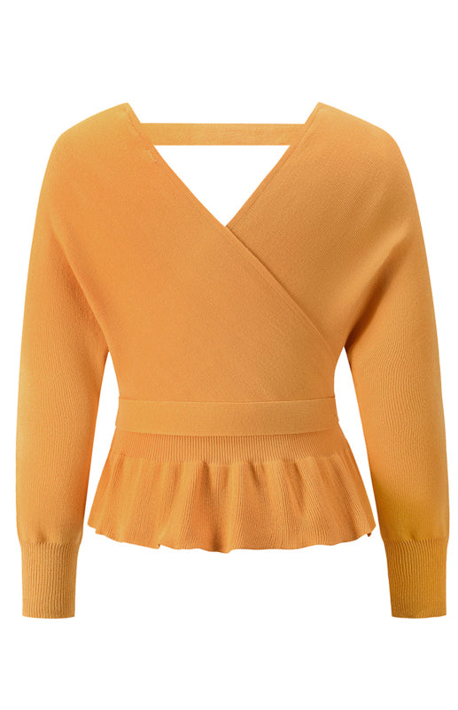 Women's Fashion Casual Mock Wrap Knit Sweater