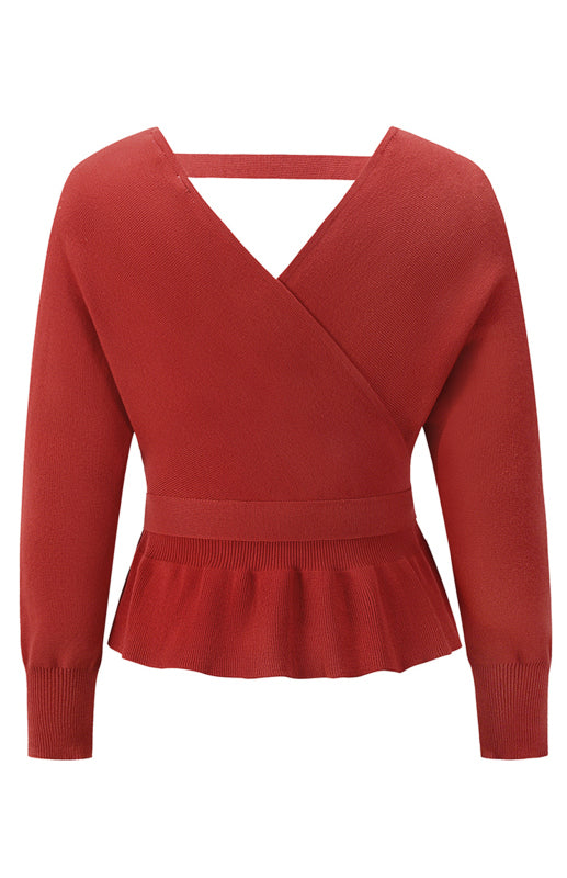 Women's Fashion Casual Mock Wrap Knit Sweater