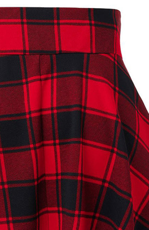 Ladies Casual Fashion A-Type Plaid Print Skirt