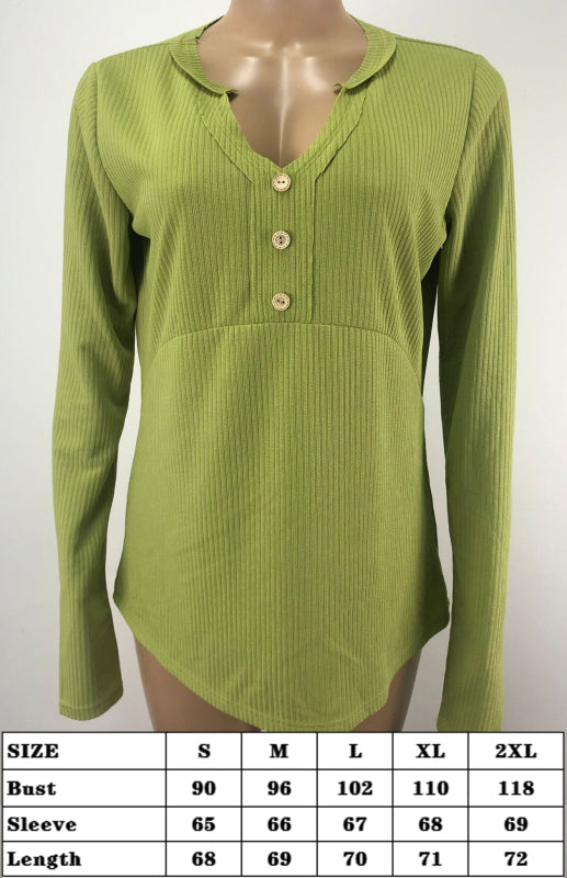 V-Neck Long-Sleeved Loose Bottoming Shirt