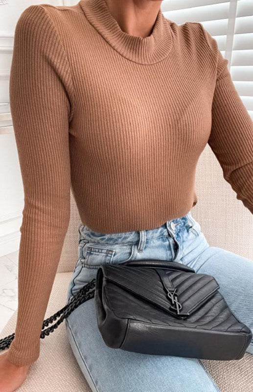 Women's Solid Color Knit Long Sleeve Shirt