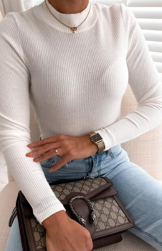 Women's Solid Color Knit Long Sleeve Shirt