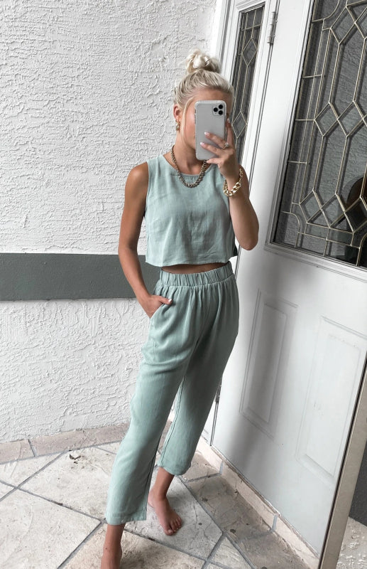 Women's Vest Open-Waist Trousers Suit