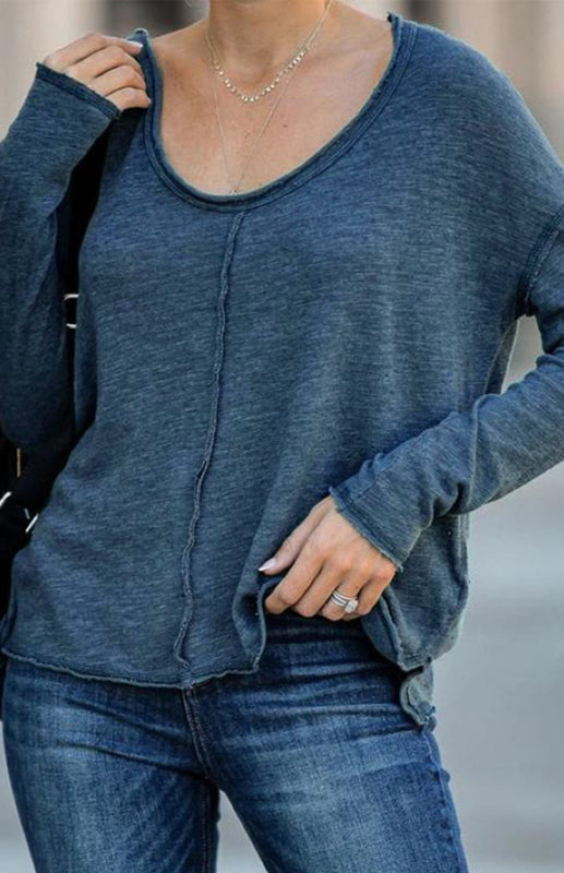 Women'S Casual V-Neck Long-Sleeved Top