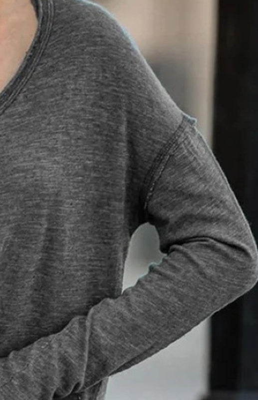 Women'S Casual V-Neck Long-Sleeved Top