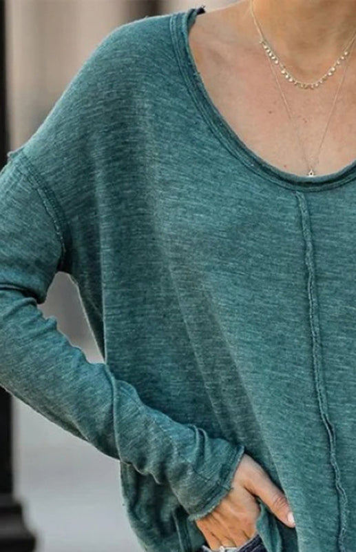 Women'S Casual V-Neck Long-Sleeved Top