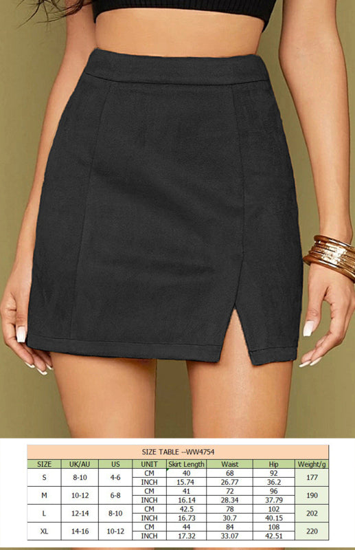 Suede Hip High Waist A-Line Half Skirt