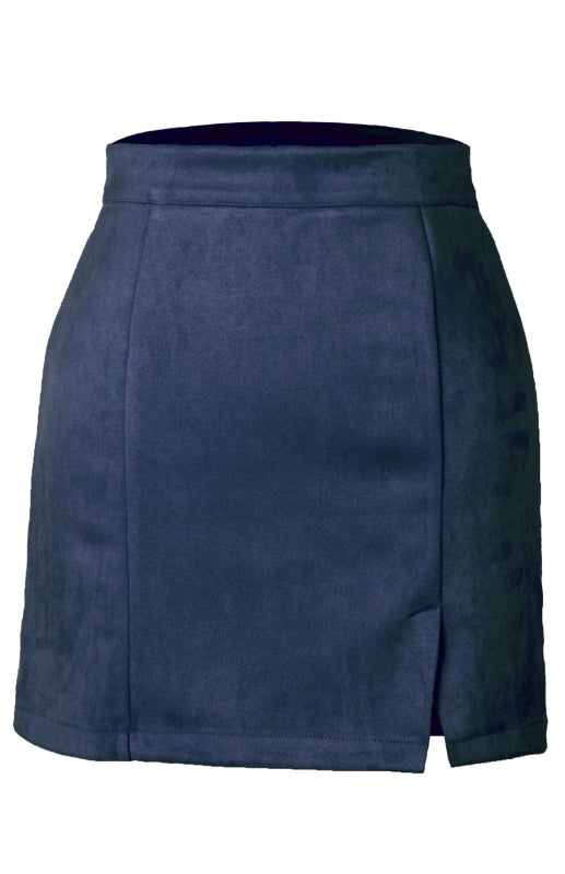 Suede Hip High Waist A-Line Half Skirt