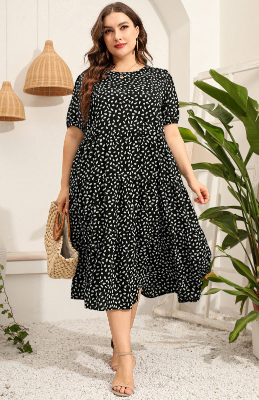 Maternity Print Short Sleeve Flowy Dress