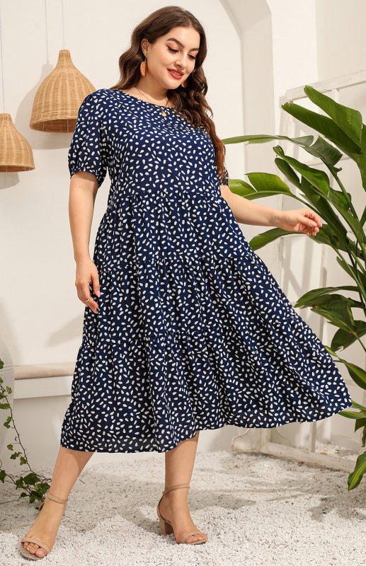 Maternity Print Short Sleeve Flowy Dress