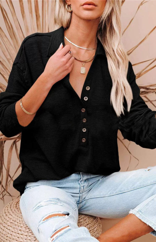 **Women's Fashion Casual Button-Up Blouse**