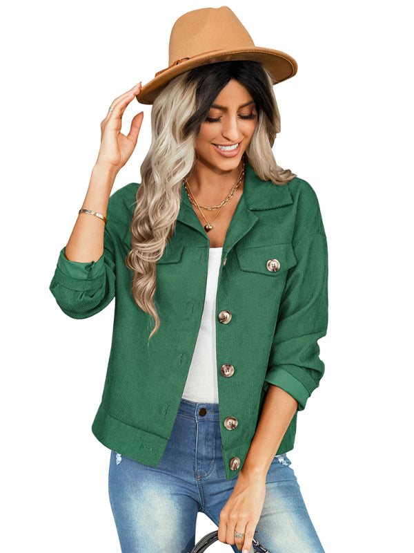 Women's fashion versatile jacket corduroy jacket