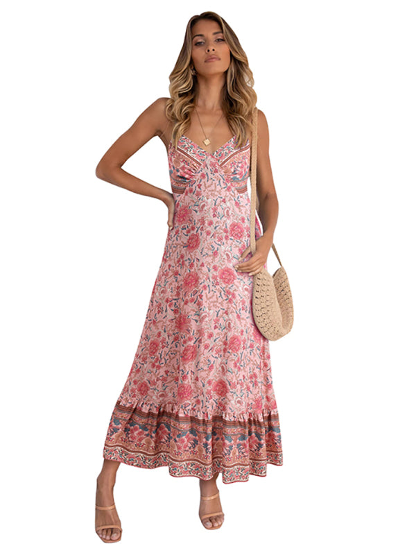 Women's Bohemian suspender Floral Dress