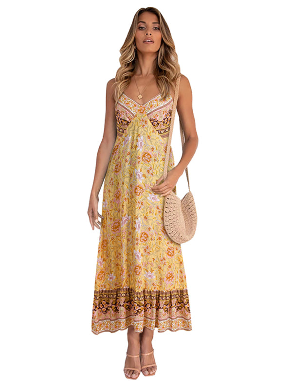 Women's Bohemian suspender Floral Dress