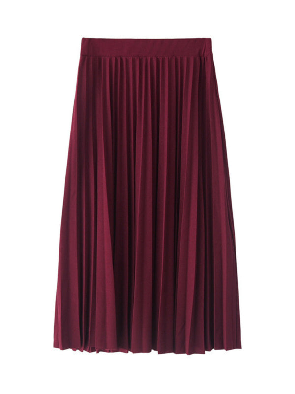 Women's Pleated Knit Midi Skirt Spring-Summer